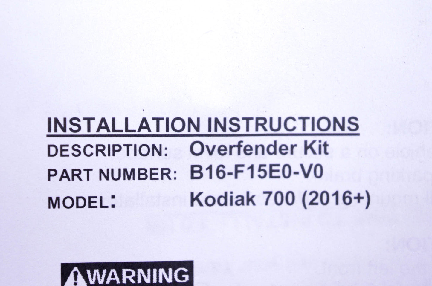 New OEM Yamaha B16-F15E0-V0-00 Over Fender Kit NOS