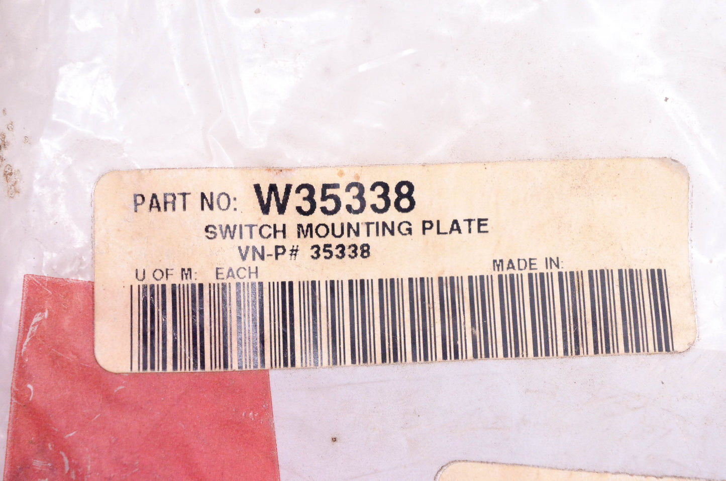 Warn W35338, 35338 Switch Mounting Plate Kit NOS