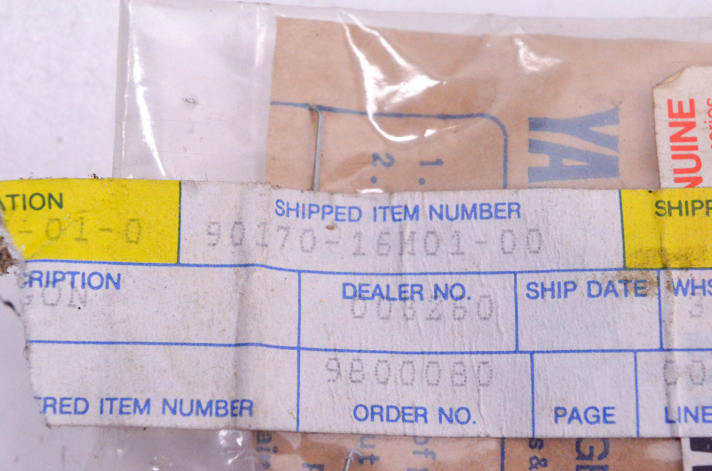 New OEM Yamaha 90170-16M01-00 Hex Nut NOS