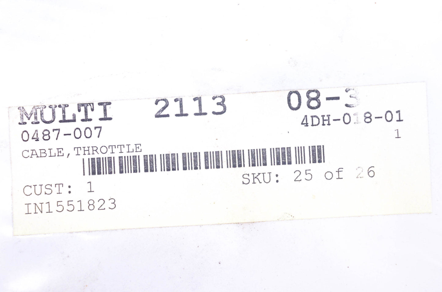New OEM Arctic Cat 0487-007 Throttle Cable NOS