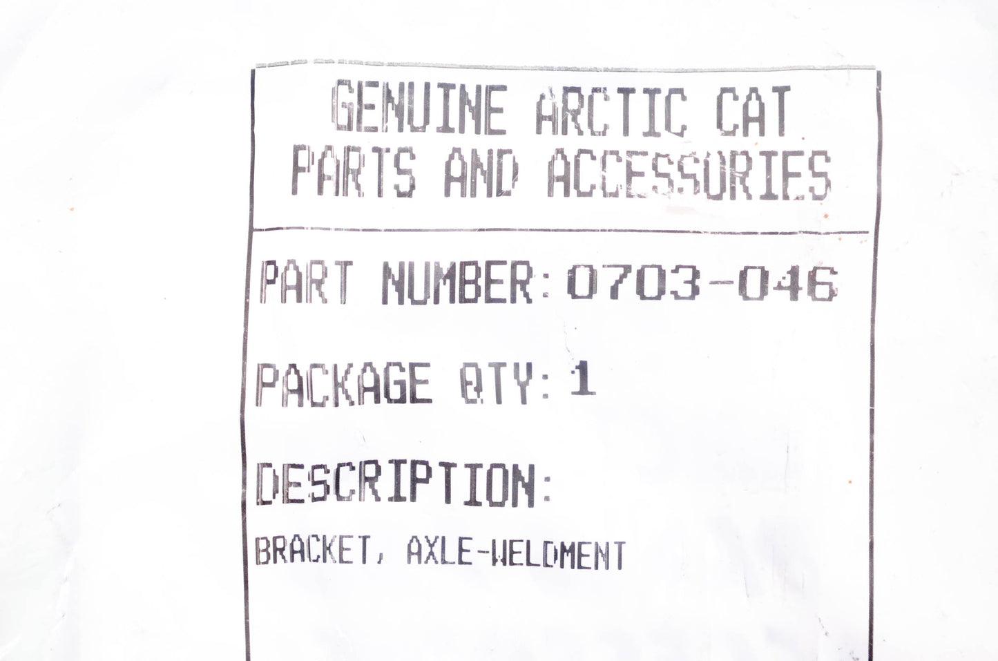 New OEM Arctic Cat 0703-046 Axle Bracket NOS