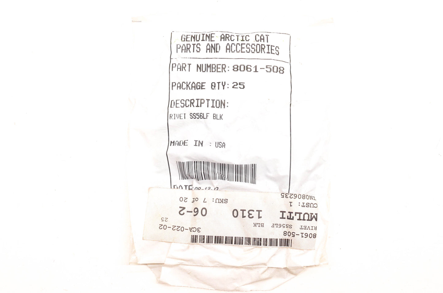 New OEM Arctic Cat 8060-508 Black SS6LF Rivets Qty 25 NOS