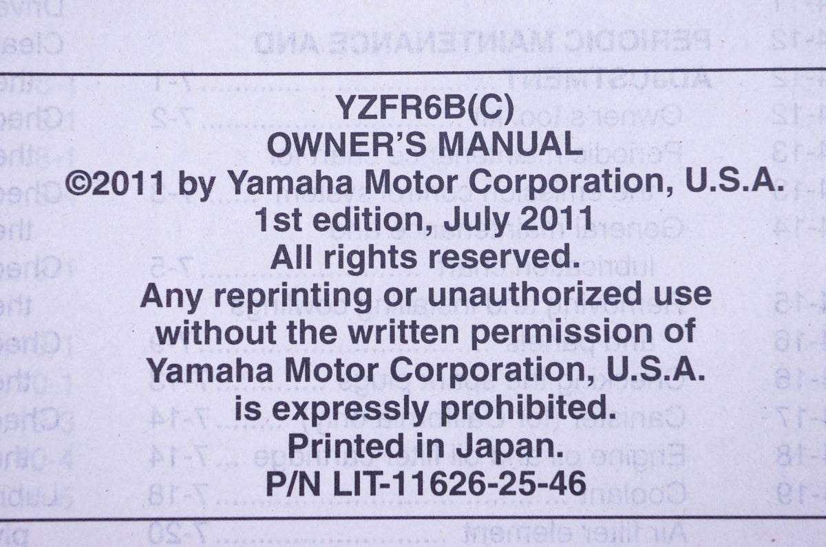 New OEM Yamaha LIT-11626-25-46 R6 YZFR6Bc Owner's Manuals & Tool Kit NOS
