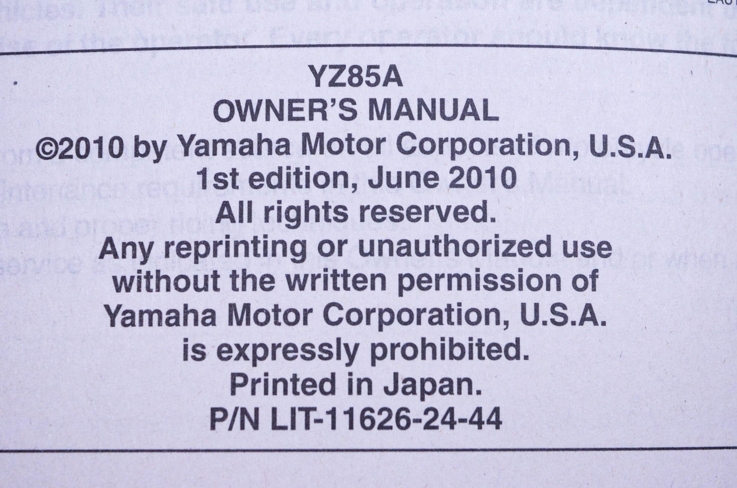 OEM Yamaha LIT-11626-24-44 YZ85A Owner's Manuals & Hardware Kit NOS
