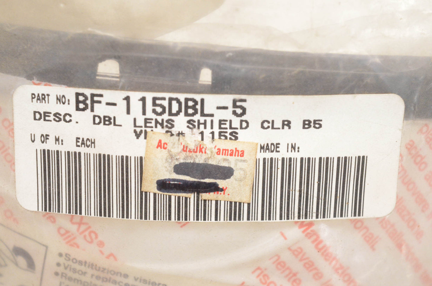 Bieffe BF-115DBL-5 Double Lens Clear Shield Kit NOS
