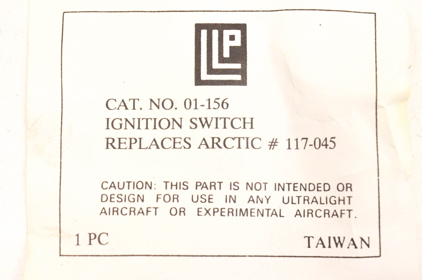 LLP 01-156, 0117-045, 0709-028 Ignition Switch Assembly NOS