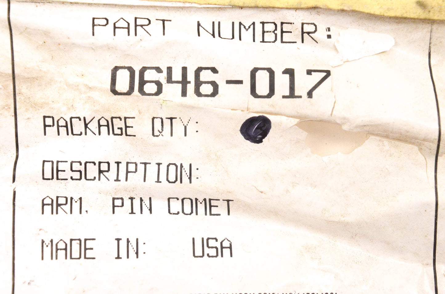 New OEM Arctic Cat 0646-017 Comet Pin NOS