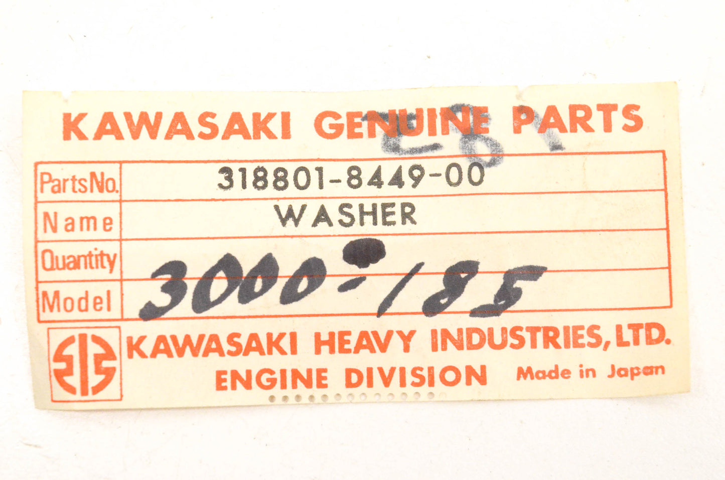 New OEM Kawasaki 318801-8449-00, 3000-185 Washers Qty 9 NOS