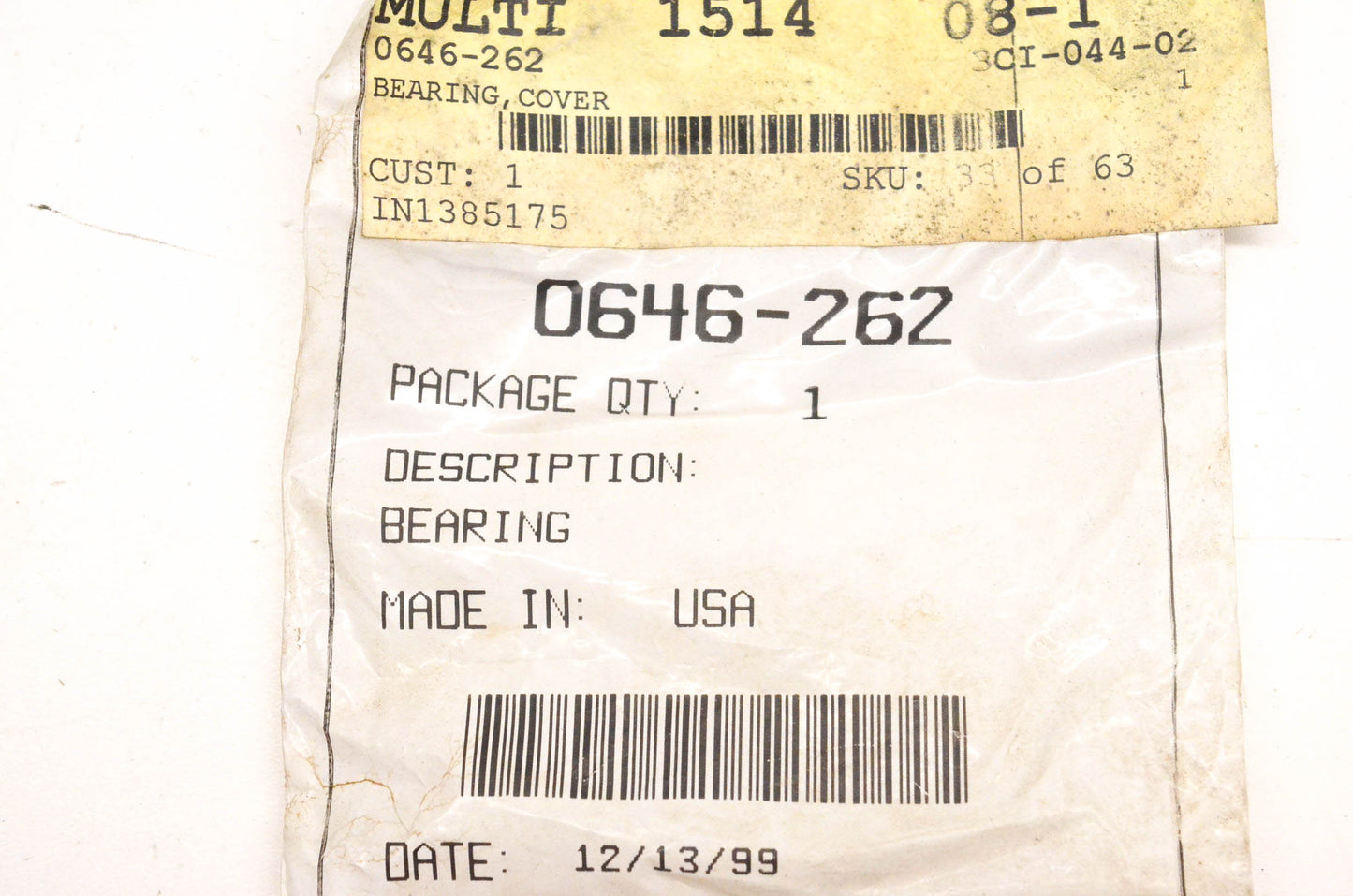 New OEM Arctic Cat 0646-262 Bearing Cover NOS