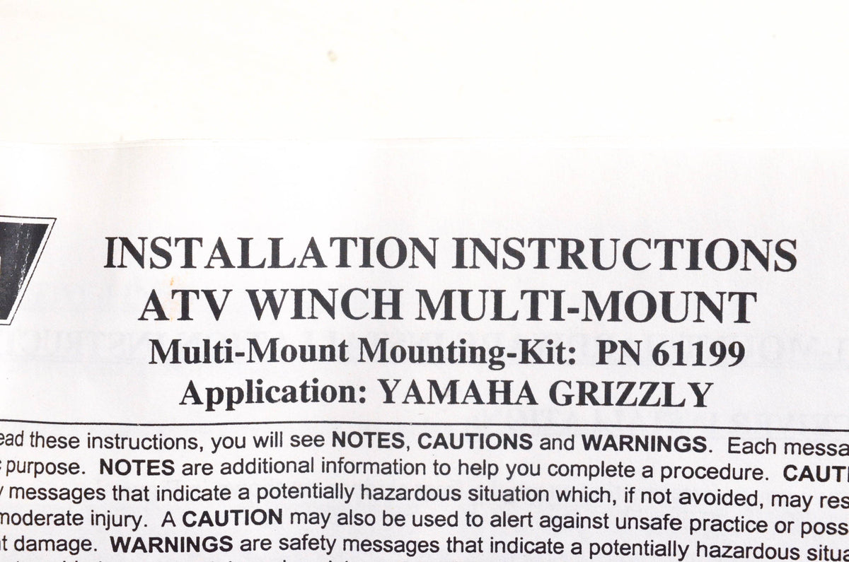 Warn 61024, W61024, 61199 ATV Winch Mounting Kit NOS