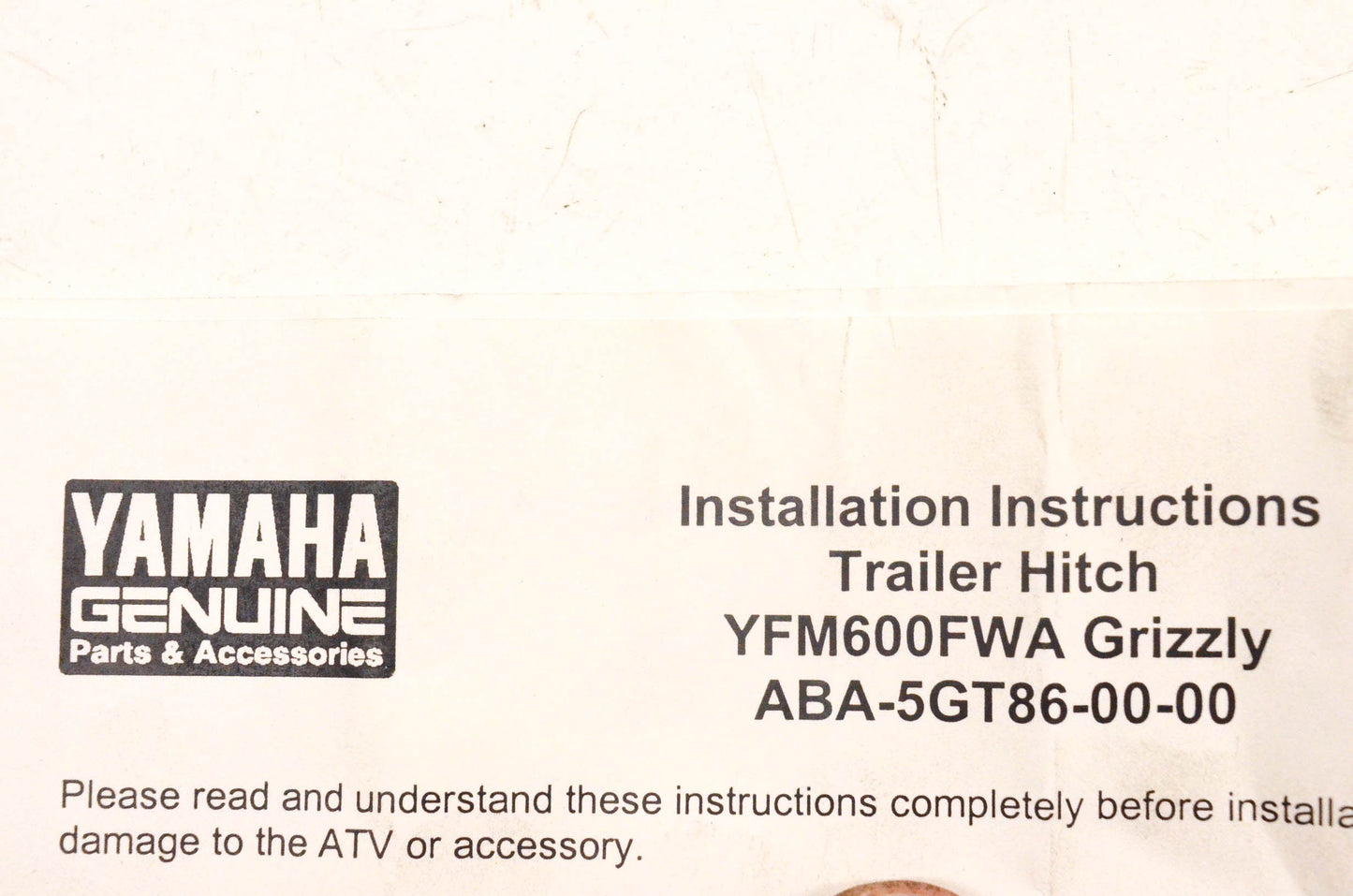 New OEM Yamaha ABA-5GT86-00-00 Hitch Kit NOS