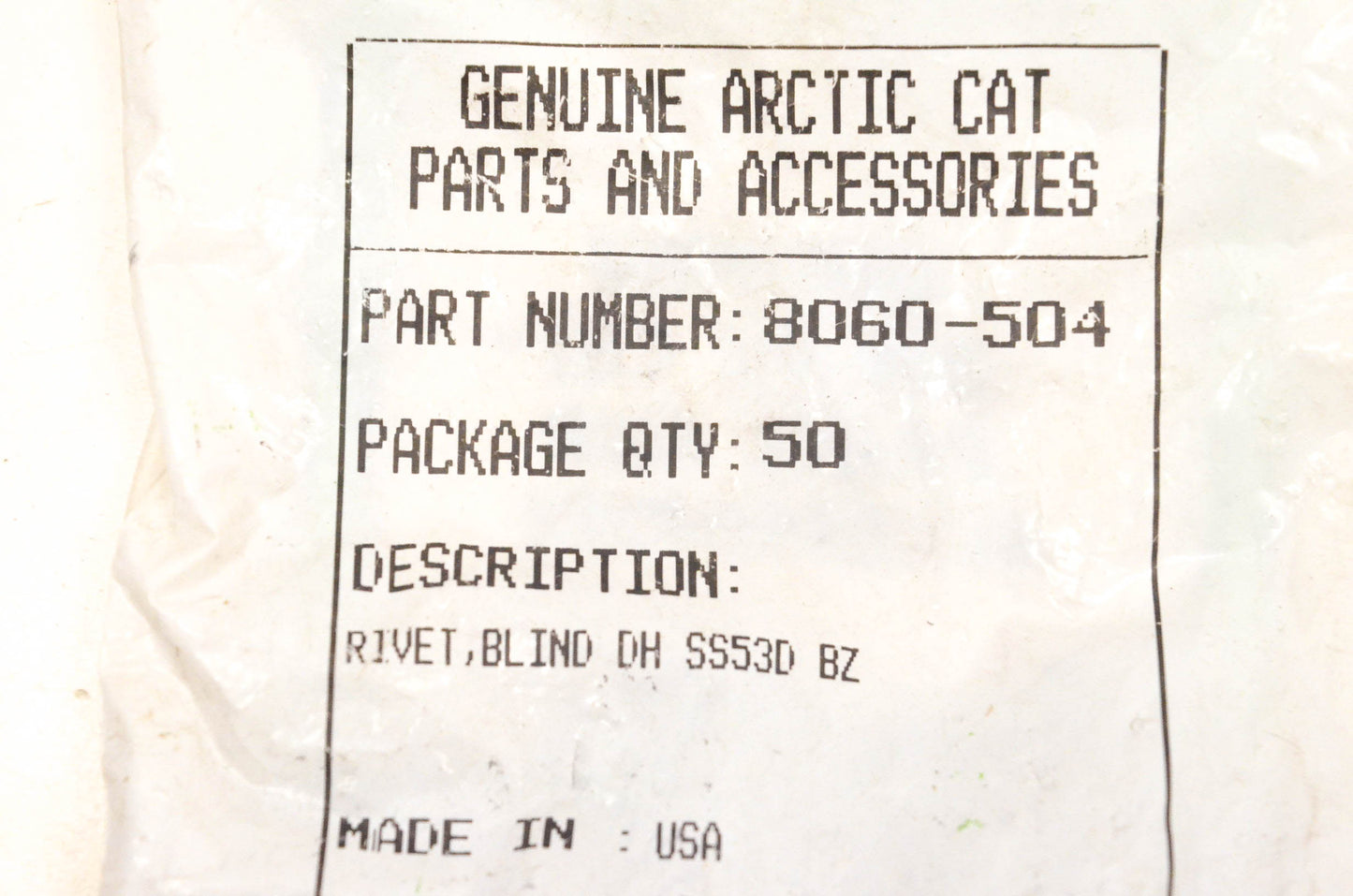 New OEM Arctic Cat 8060-504 Rivets Qty 50 NOS