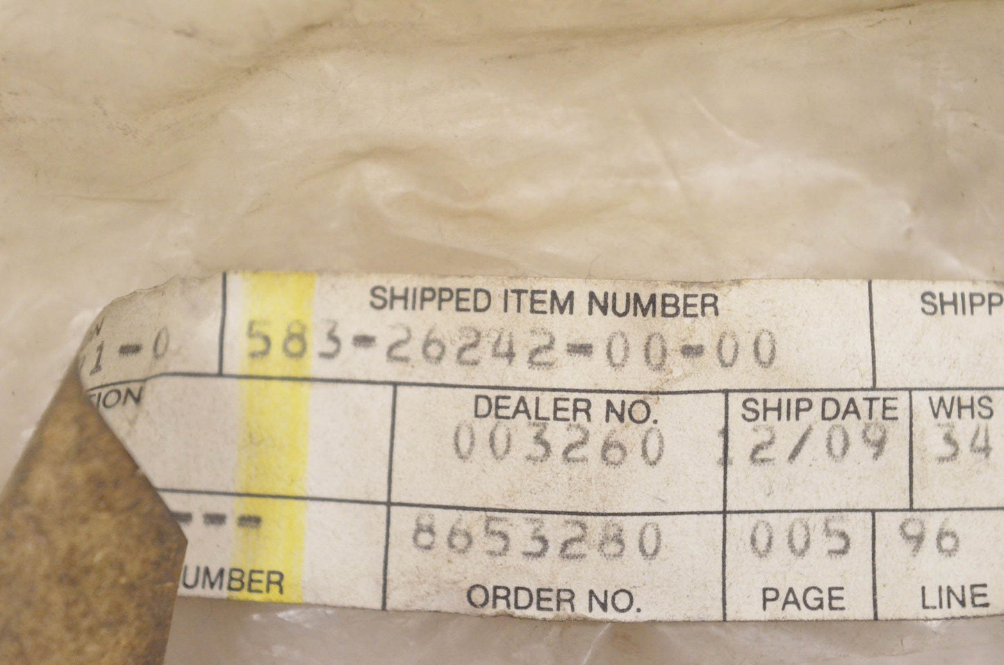 New OEM Yamaha 583-26242-00-00 Right Hand Handlebar Grip NOS