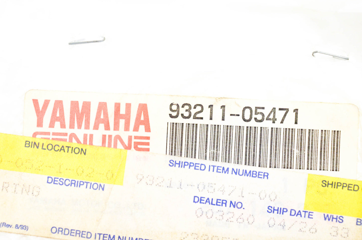 New OEM Yamaha 93211-05471-00, 93211-05471 O Ring NOS