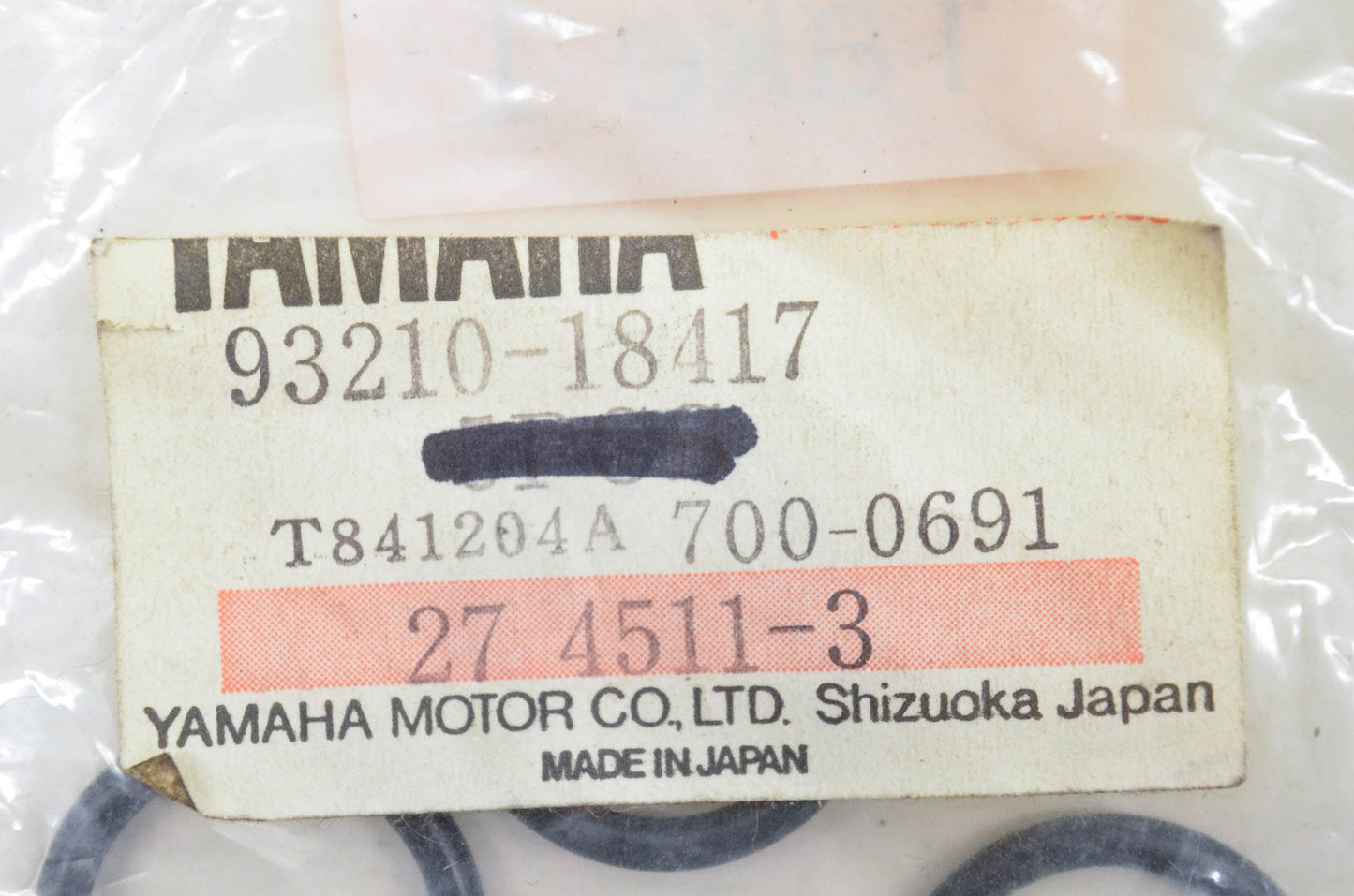 New OEM Yamaha 93210-18417-00 O Ring NOS