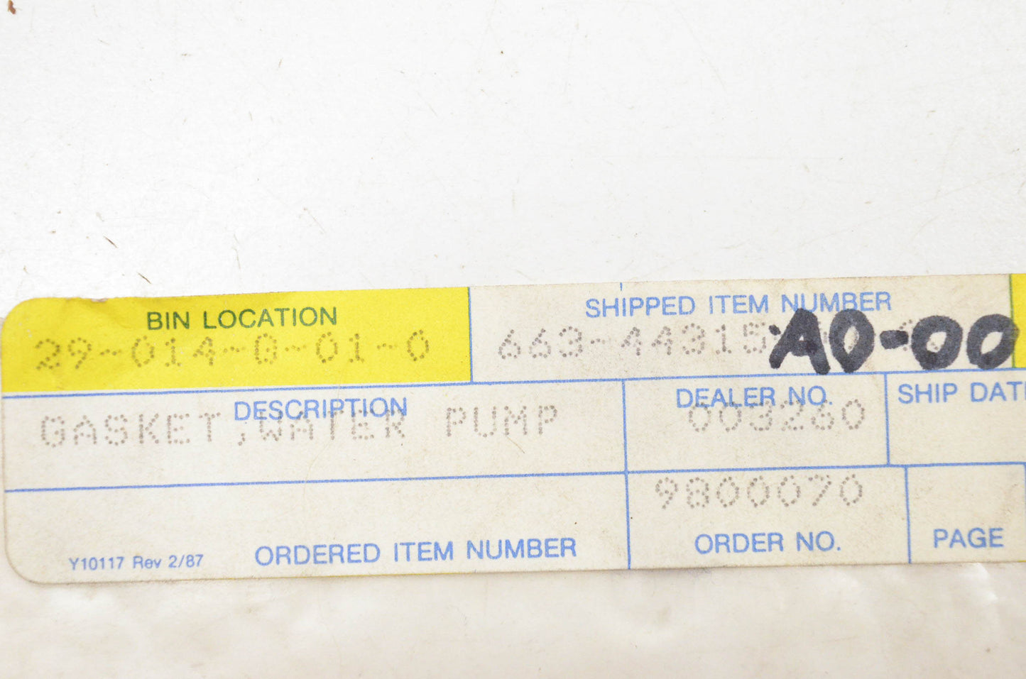 New OEM Yamaha 663-44315-A0-00 Water Pump Gasket NOS