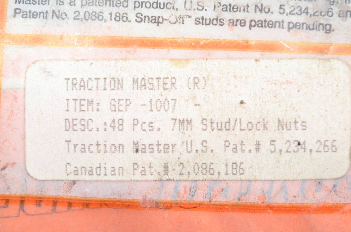 Woody's GEP-1007 Traction Master 7mm Stud & Lock Nut Kit NOS