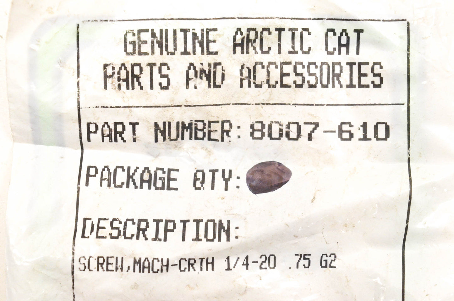 New OEM Arctic Cat 8007-610 Machine Screws Qty 3 NOS