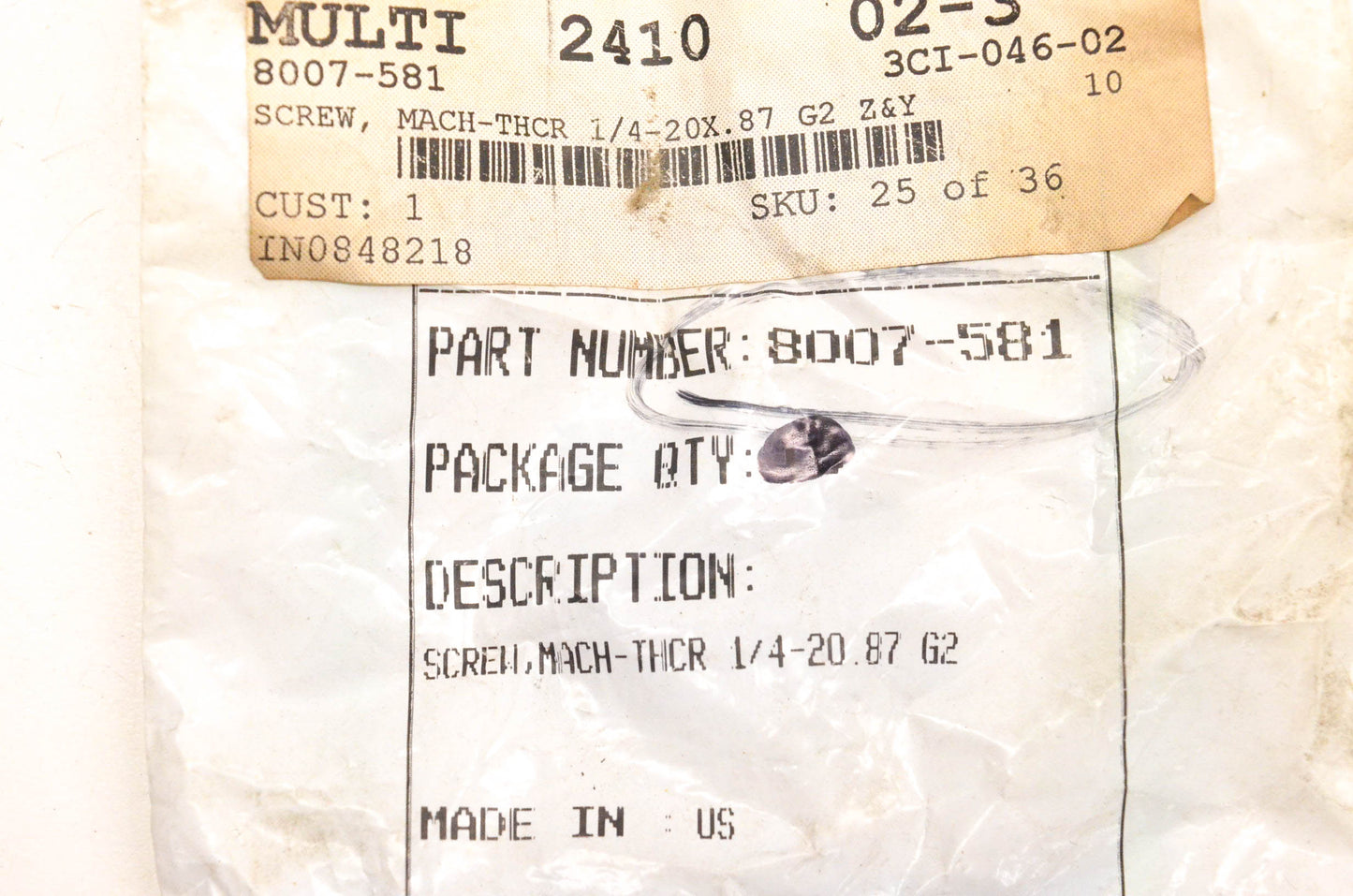 New OEM Arctic Cat 8007-581 Machine Screws 1/4-20X.87 Qty 3 NOS