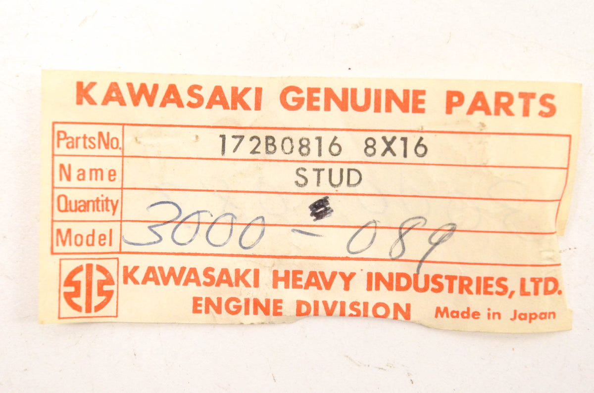 New OEM Kawasaki 172B0816 Stud NOS