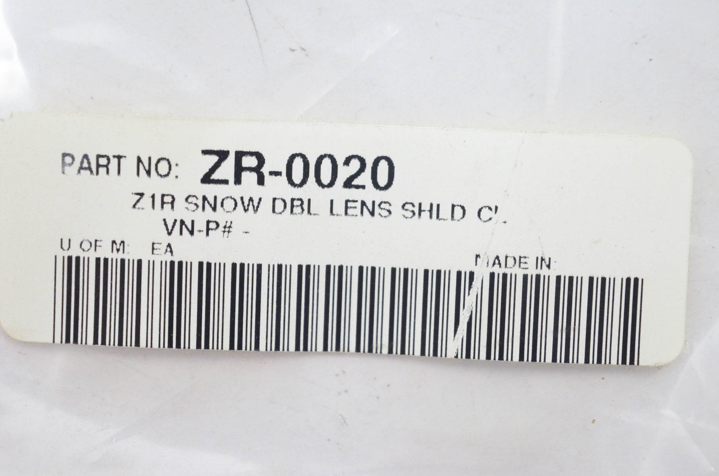 Z1R ZR-0020 Clear Anti Fog Double Lens Shield NOS