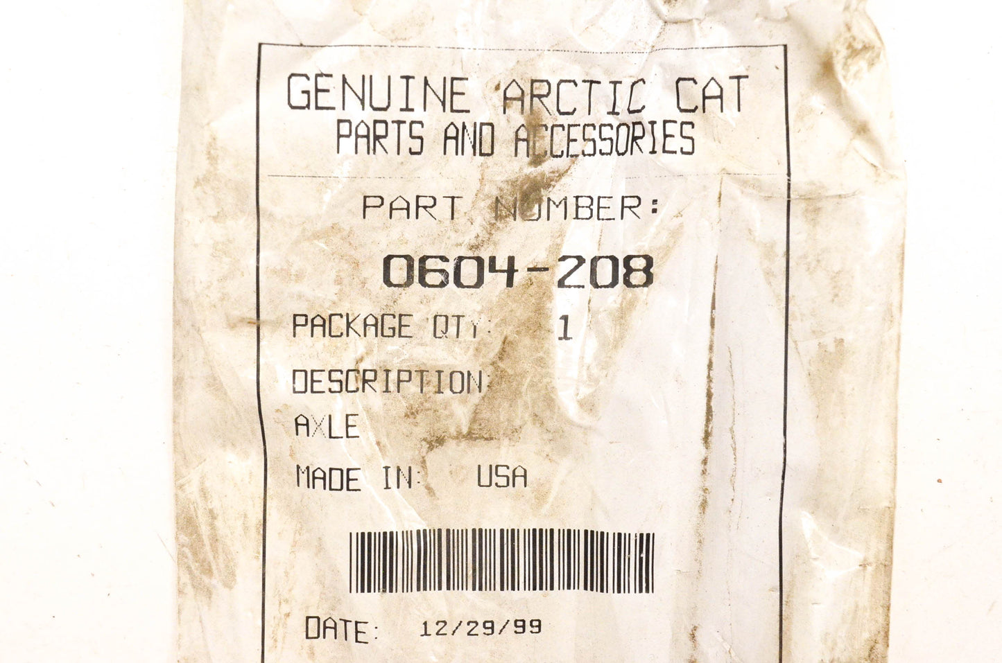 New OEM Arctic Cat 0604-208 Rear Wheel Axle NOS