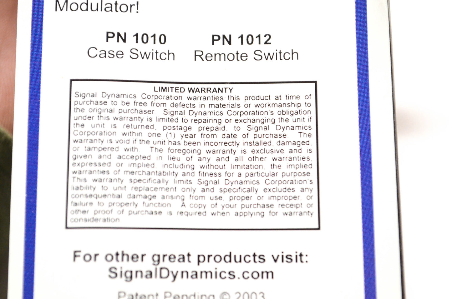 Signal Dynamics Corporation 1012, 1010, 1012-b Headlight Modulator Kit NOS