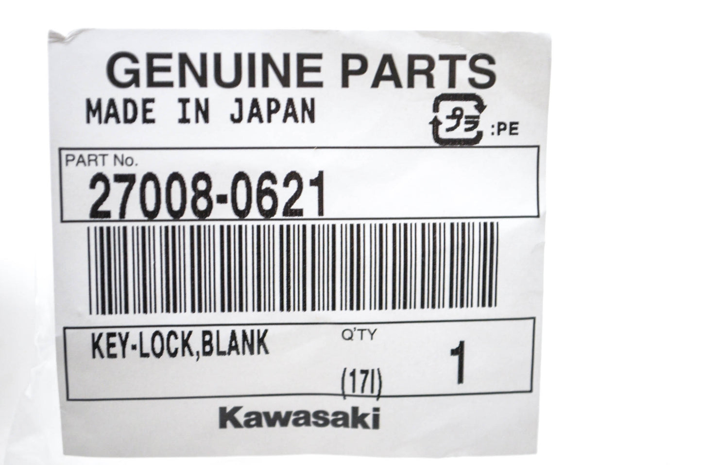 New OEM Kawasaki 27008-0621 Blank Key NOS