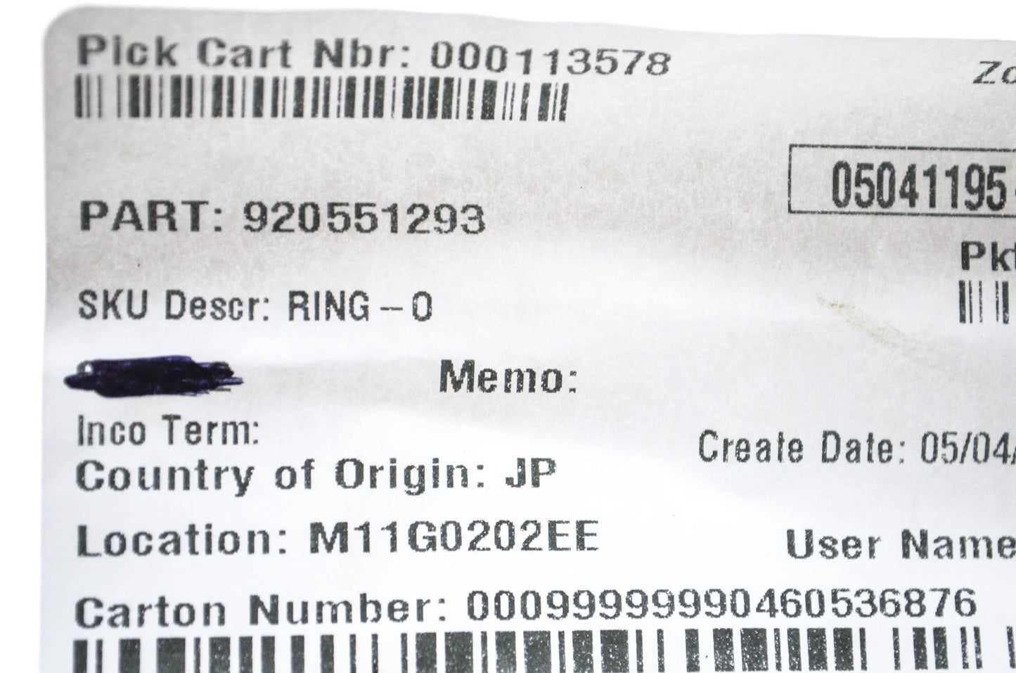 New OEM Kawasaki 92055-1293 O Ring NOS