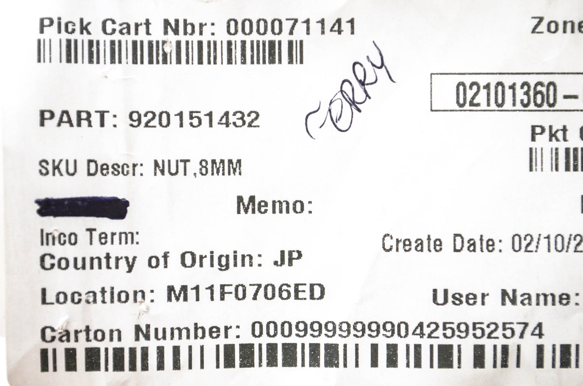 New OEM Kawasaki 92015-1432 8mm Nut NOS