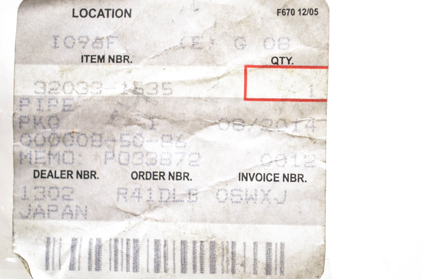 New OEM Kawasaki 32033-1535 Pipe NOS