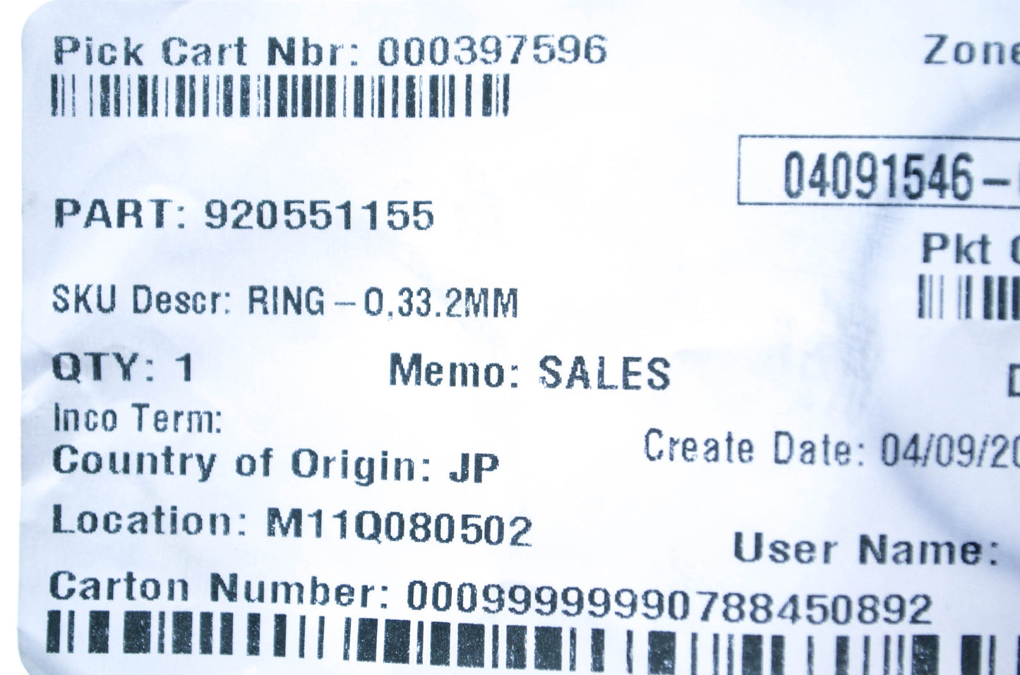 New OEM Kawasaki 92055-1155 O Ring NOS