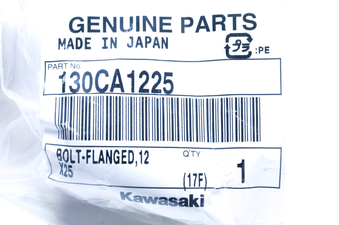 New OEM Kawasaki 130CA1225 Flanged Bolt NOS