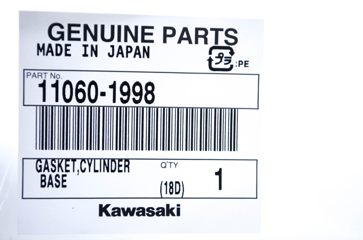 New OEM Kawasaki 11060-1998 Cylinder Base Gasket NOS