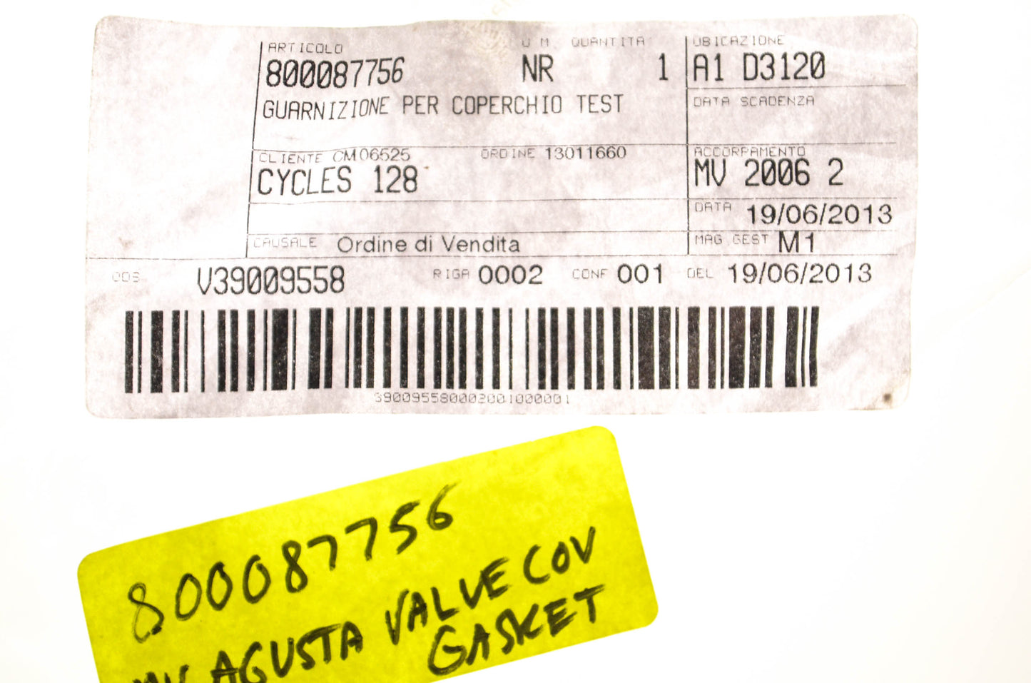 MV Augusta 800087756 Gasket NOS