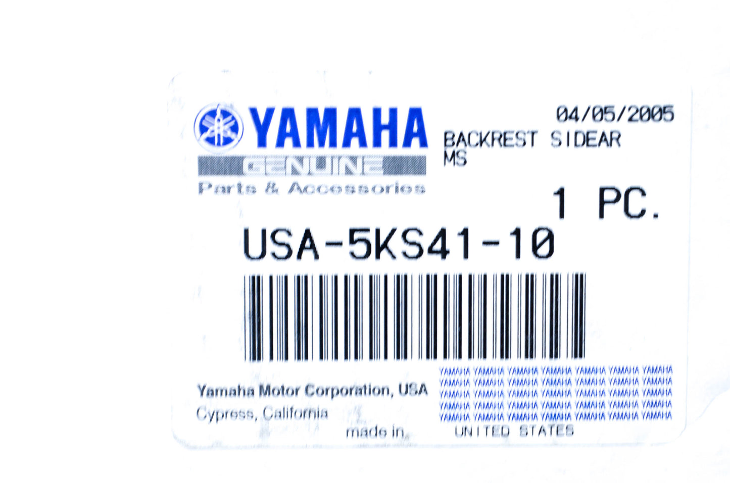 New OEM Yamaha USA-5KS41-10 Backrest Sidebar Kit NOS