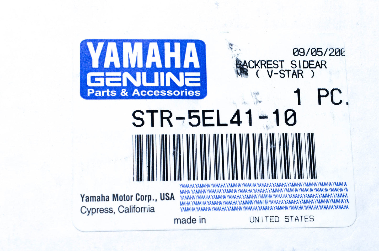 New OEM Yamaha STR-5EL41-10 Backrest Sidearm Kit NOS