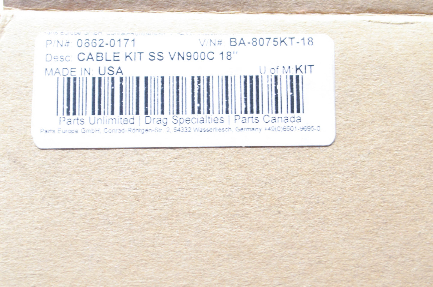 Parts Unlimited 0662-0171 Cable and Line Kit NOS