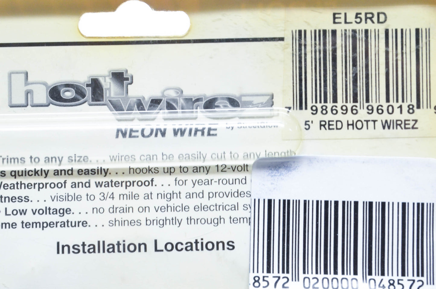 Street Glow EL5RD, EL5 RD 5' Red Hott Wirez NOS