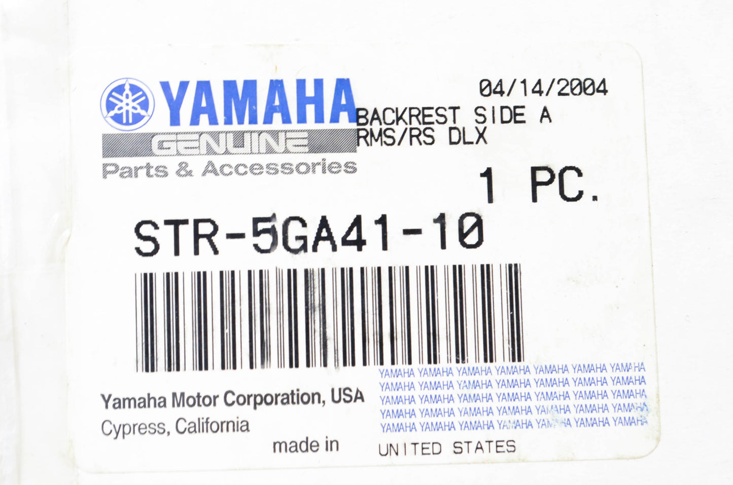 New OEM Yamaha STR-5GA41-10-00 Star Backrest Sidearm Kit NOS