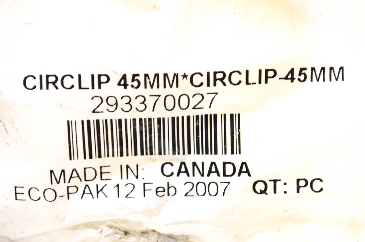 New Aftermarket 293370027 Circle Clip 45mm NOS