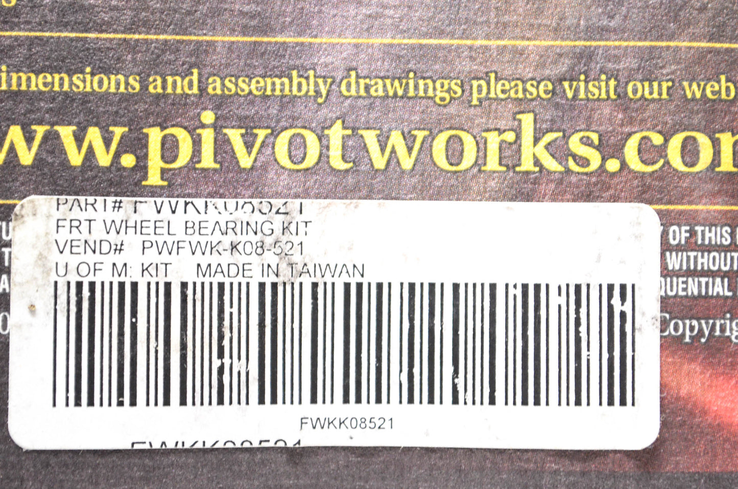 Pivot Works FWK-K08-521 Bearing Kit NOS