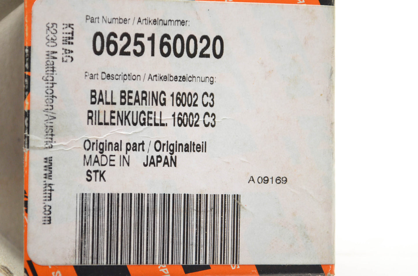 New OEM KTM 0625160020 Ball Bearing NOS