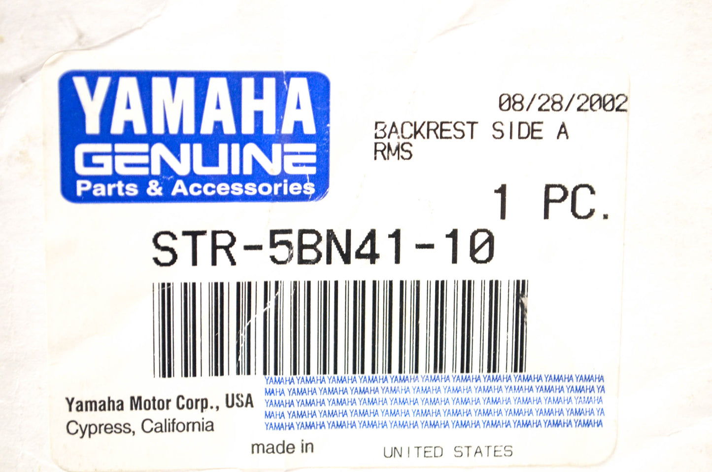 New OEM Yamaha STR-5BN41-10 Backrest Kit NOS