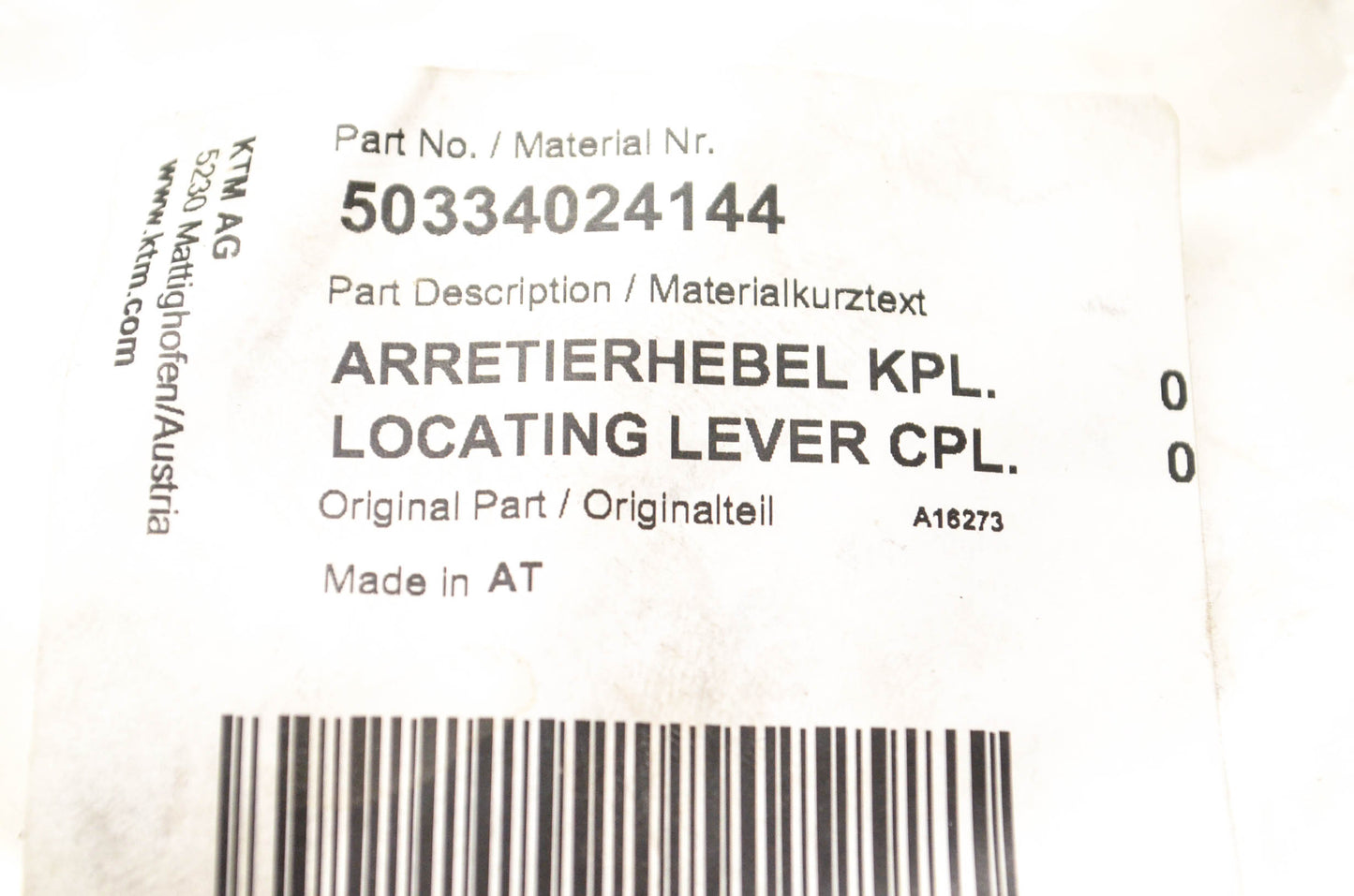 New OEM KTM 50334024144 Locating Lever NOS