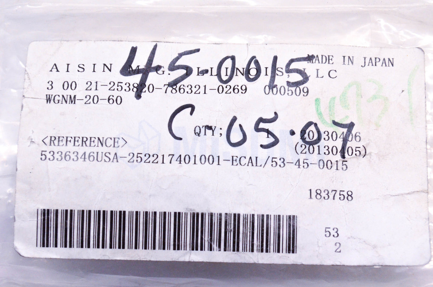 Misumi WGNM20-60 Angle Guide NOS