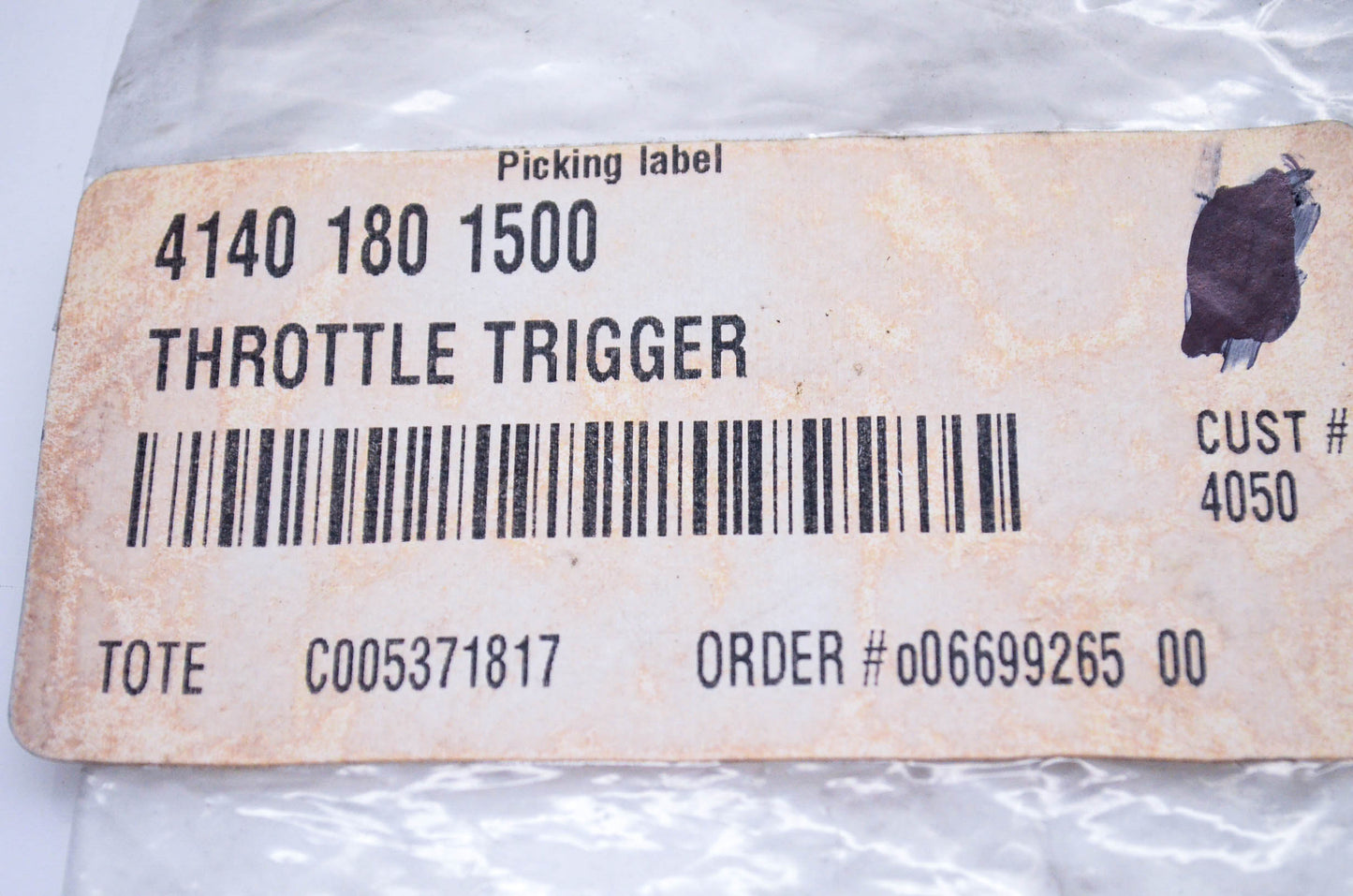 New OEM Stihl 4140-180-1500, 4140 A 288US, 4140 01A Throttle Trigger NOS