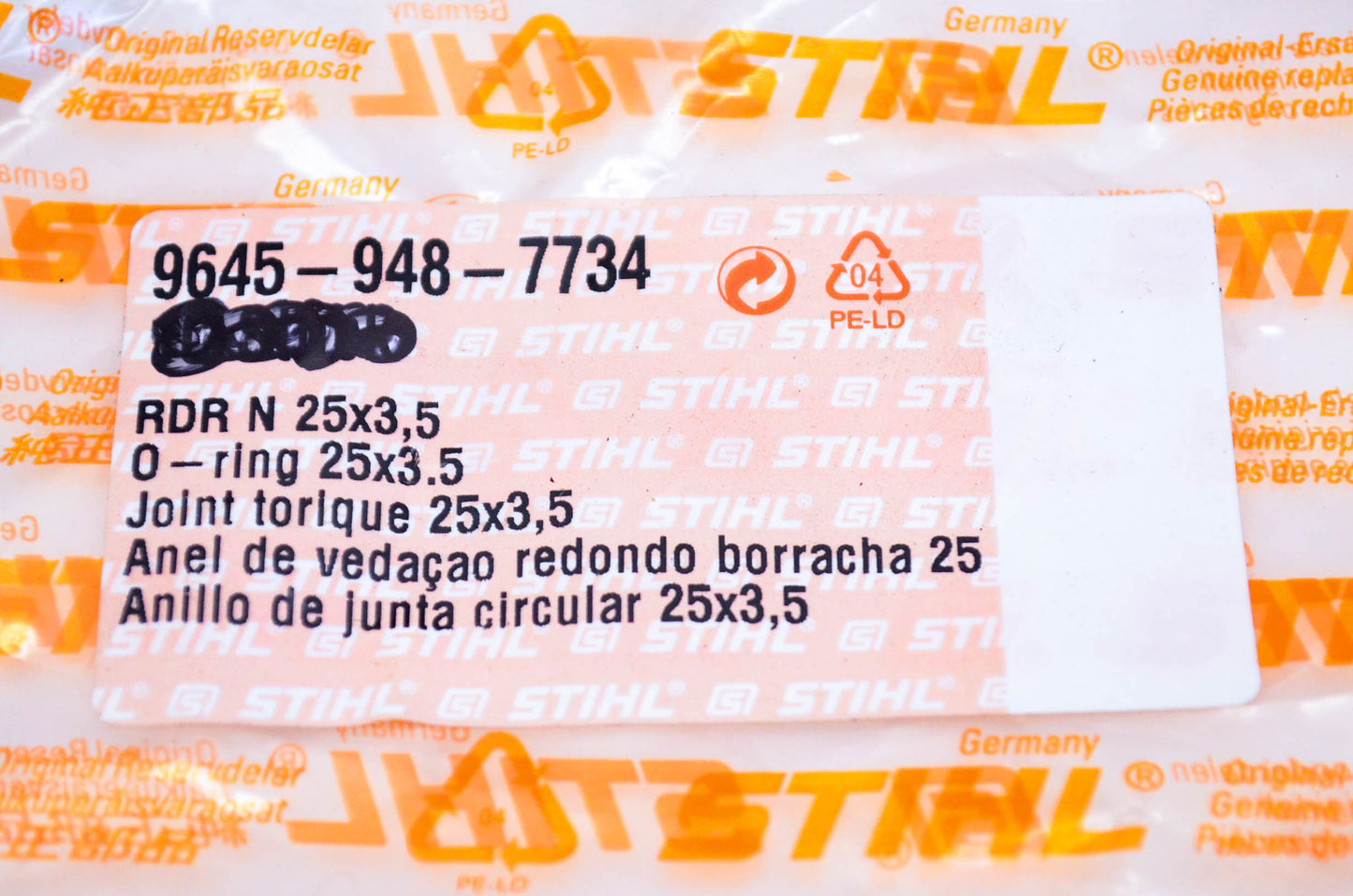 New OEM Stihl 9645-948-7734 o-Ring 25x3.5 Qty 3 NOS