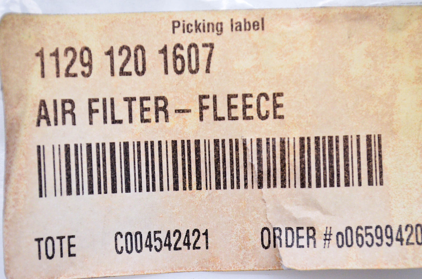New OEM Stihl 1129-120-1607, 1129 120 1607A Air Filter - Half Flocked NOS