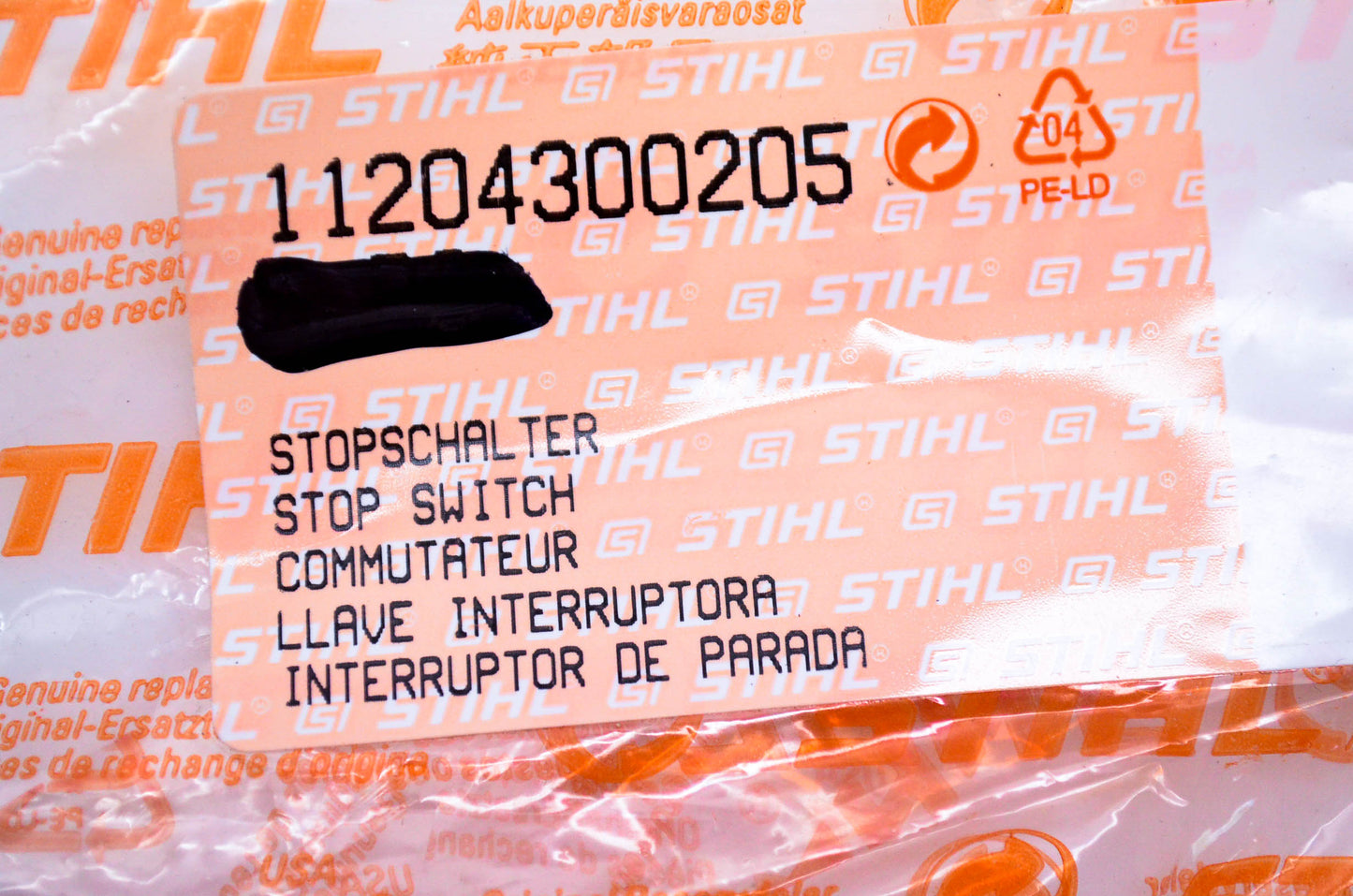 New OEM Stihl 1120-430-0205, LG02G04 Kill Switch On/Off Slide NOS